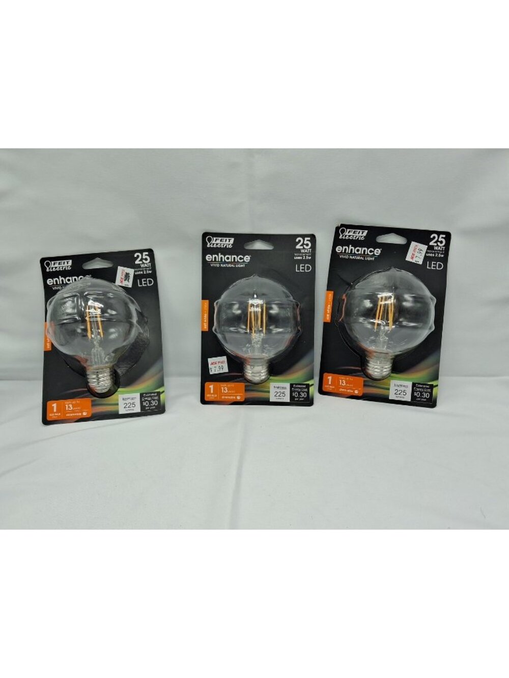 Feit Electric G25 E26 (Medium) LED Bulb Soft White 25 Watt Equivalen -Set of 3
